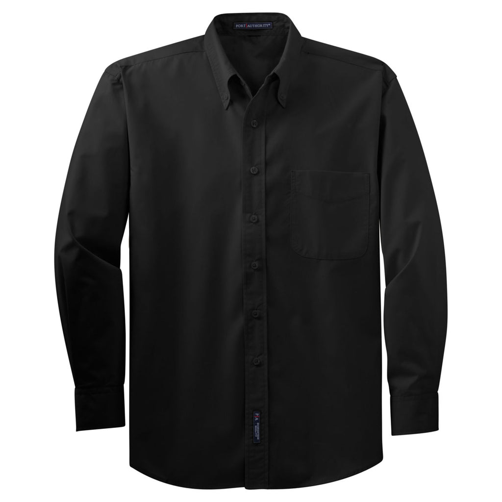 Port Authority Men's Black Long Sleeve Easy Care, Soil Resistant Shirt