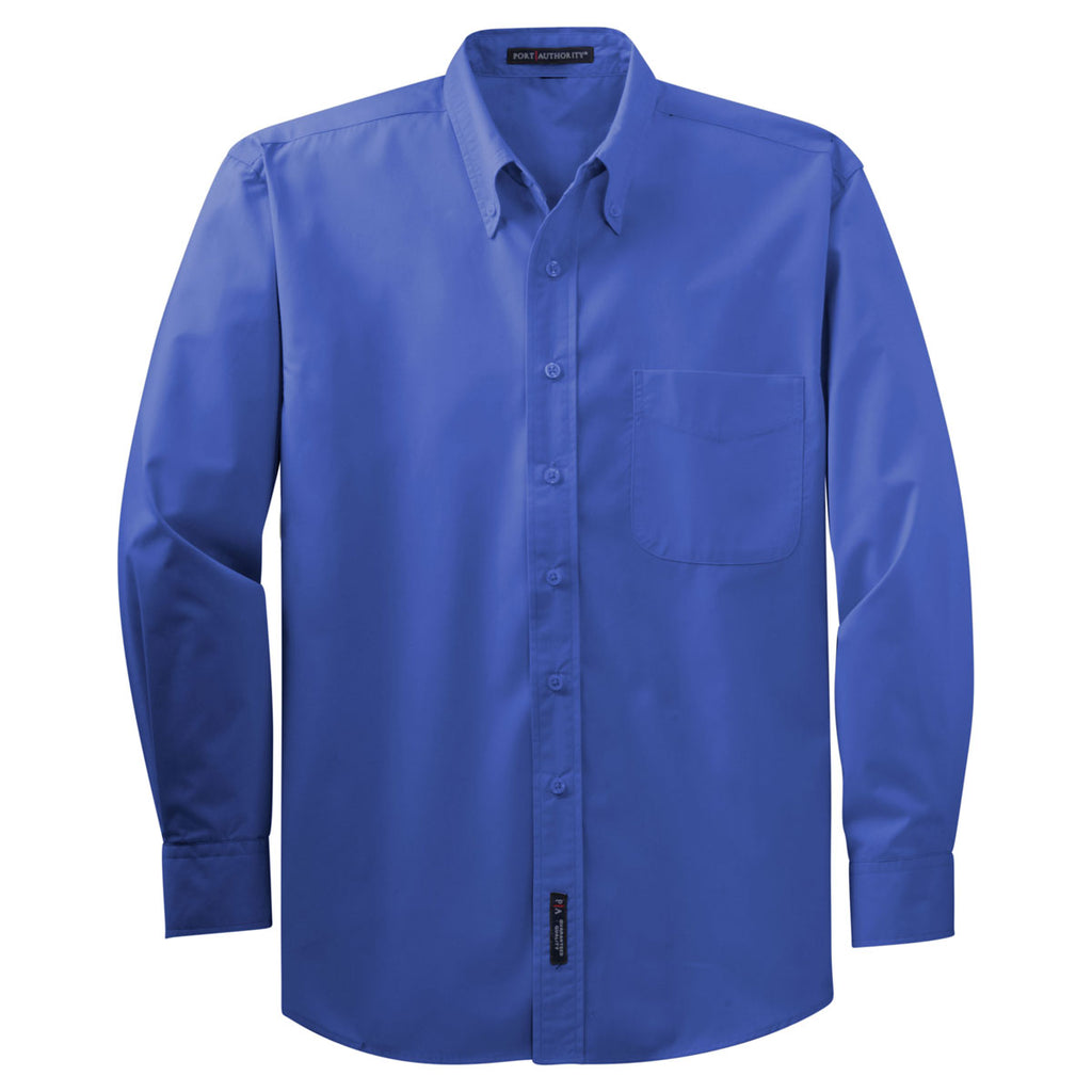 Port Authority Men's Faded Blue Long Sleeve Easy Care, Soil Resistant Shirt