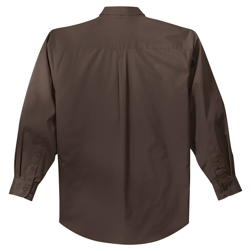 Port Authority Men's Coffee Bean/Light Stone Tall Long Sleeve Easy Care Shirt