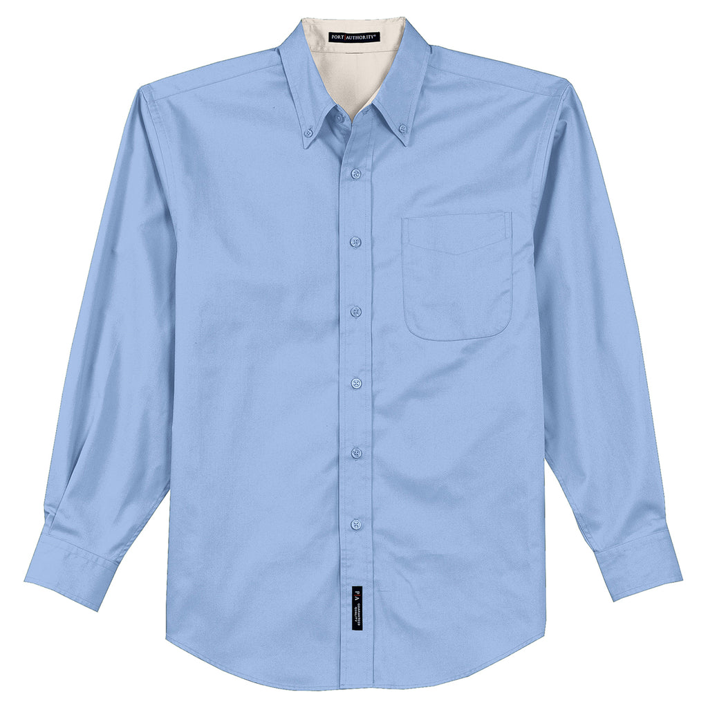 Port Authority Men's Light Blue/Light Stone Tall Long Sleeve Easy Care Shirt