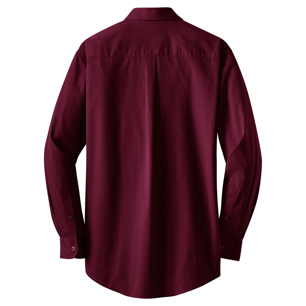 Port Authority Men's Maroon Tonal Pattern Easy Care Shirt