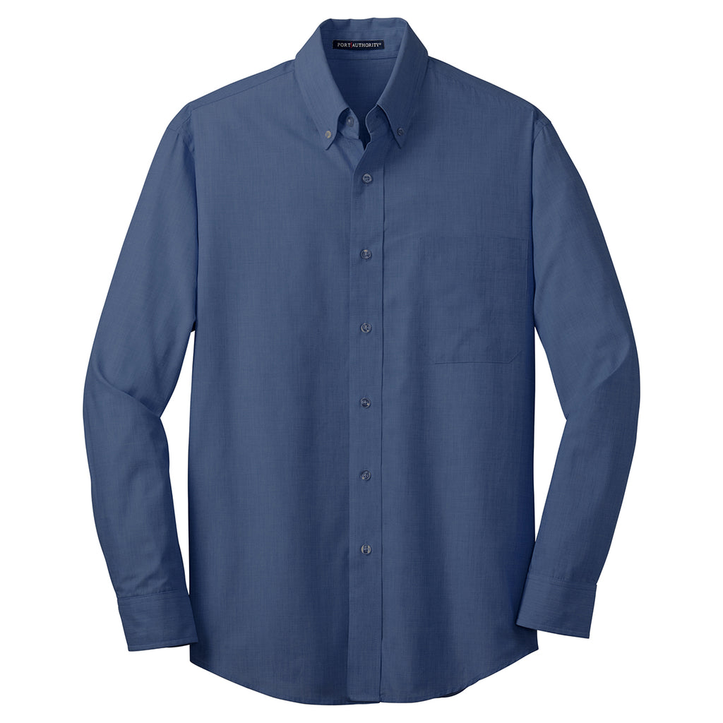 Port Authority Men's Deep Blue Tall Crosshatch Easy Care Shirt