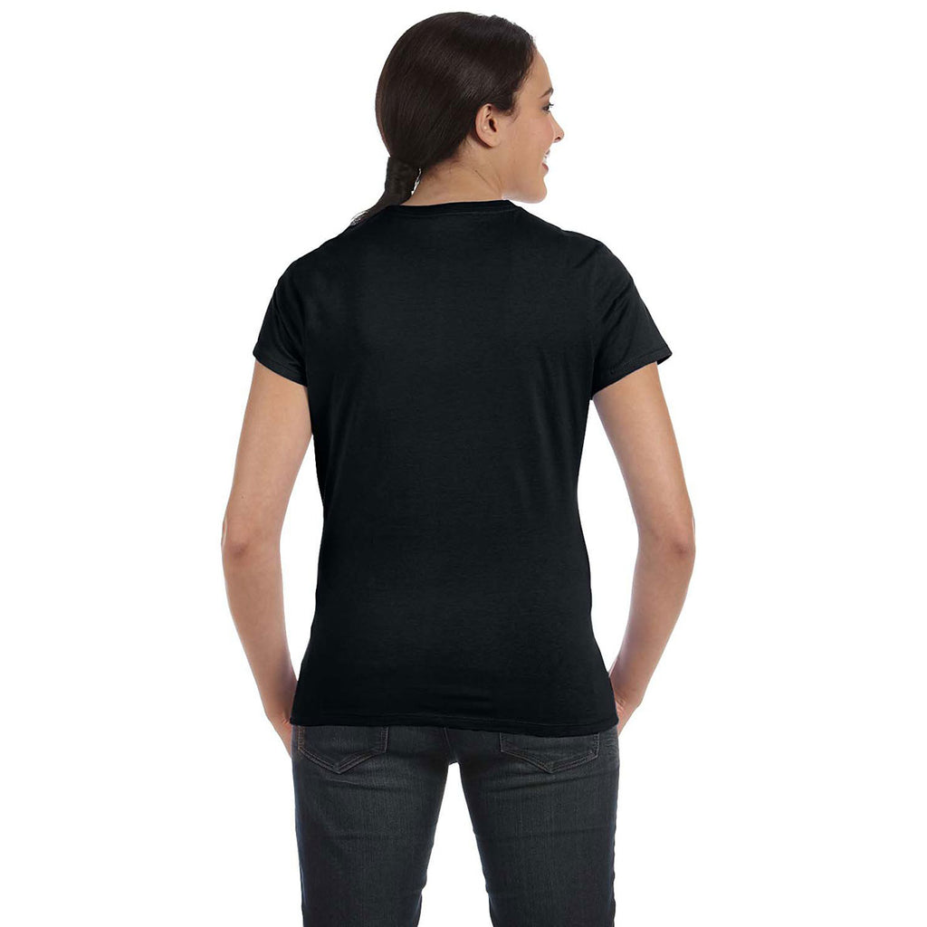 Hanes Women's Black 4.5 oz. 100% Ringspun Cotton nano-T T-Shirt