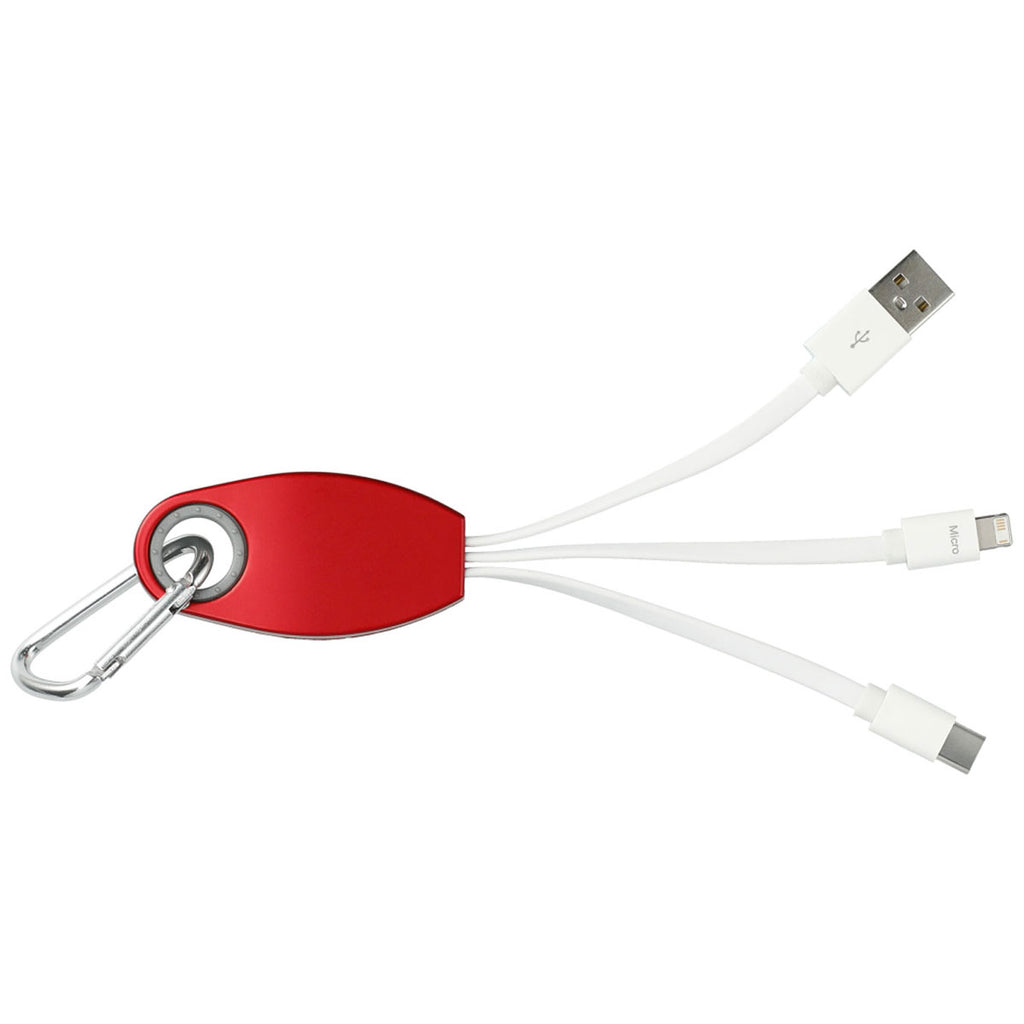 Bullet Red Trebel 3-in-1 Light Up Logo Cable