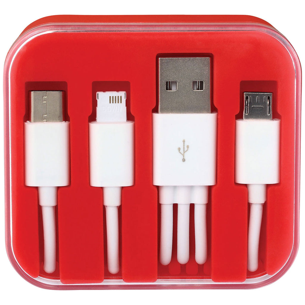 Bullet Red Tril 3-in-1 Charging Cable