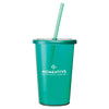 Bullet Transparent Green Sizzle 16oz Tumbler with Straw