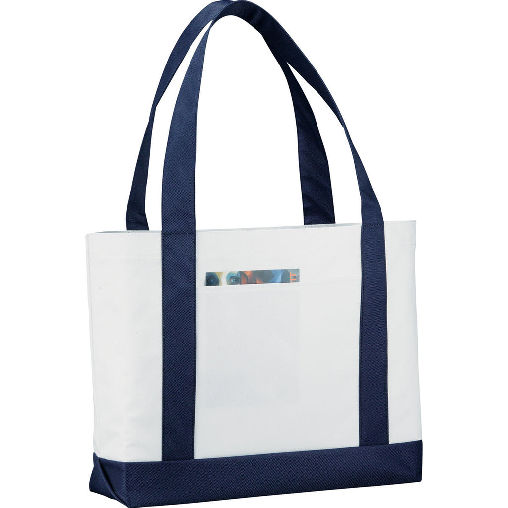 Bullet White with Navy Blue Trim Large Boat Tote