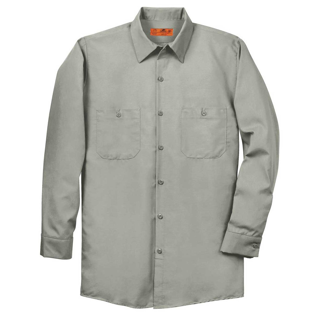 Red Kap Men's Tall Light Grey Long Sleeve Industrial Work Shirt