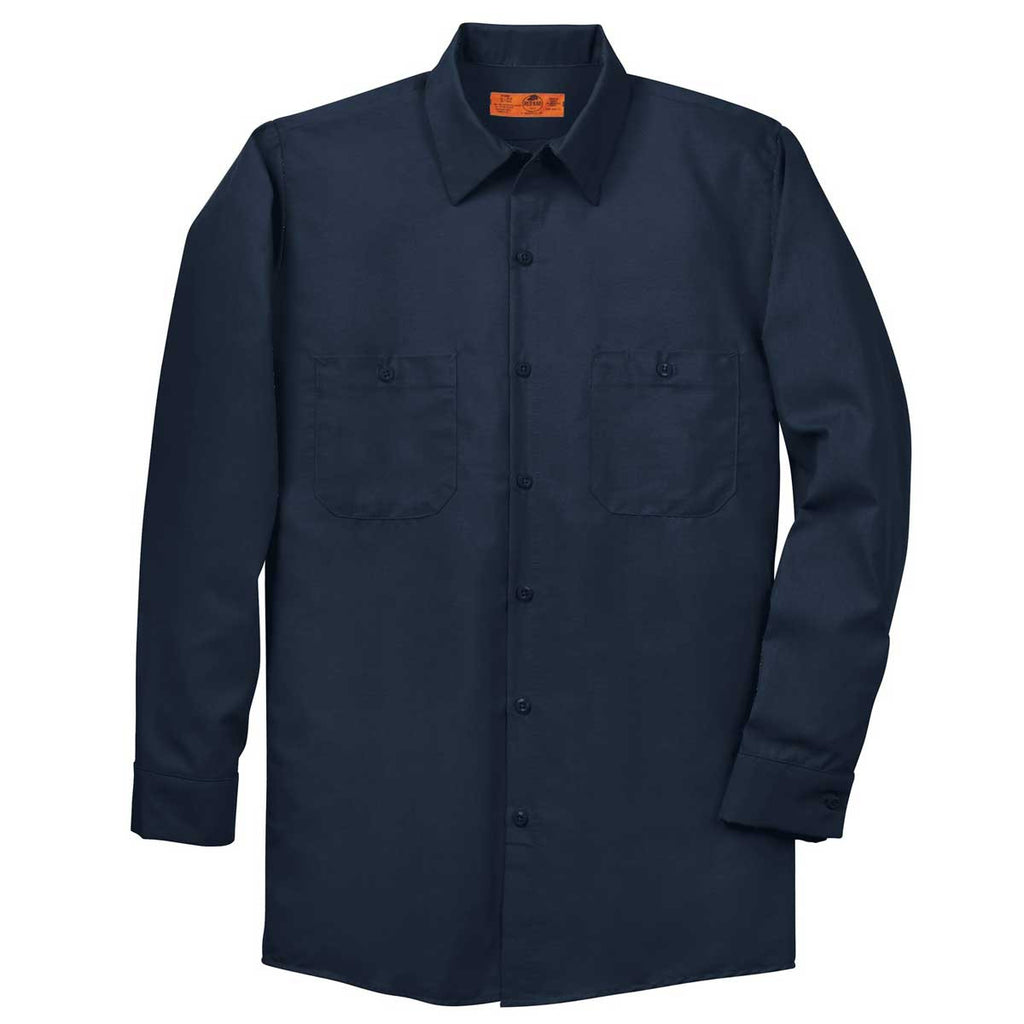 Red Kap Men's Tall Navy Long Sleeve Industrial Work Shirt