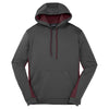 Sport-Tek Men's Dark Smoke Grey/ Maroon Sport-Wick Fleece Colorblock Hooded Pullover
