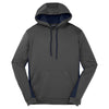 Sport-Tek Men's Dark Smoke Grey/ Navy Sport-Wick Fleece Colorblock Hooded Pullover