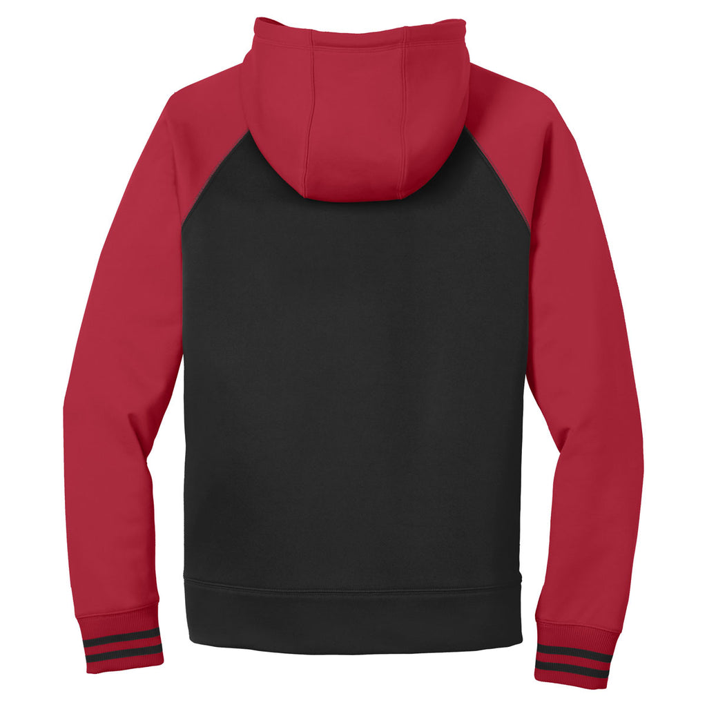 Sport-Tek Men's Black/ Deep Red Sport-Wick Varsity Fleece Full-Zip Hooded Jacket