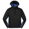 Sport-Tek Men's Black/ True Royal Sport-Wick CamoHex Fleece Colorblock Hooded Pullover