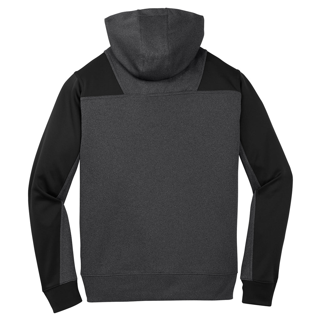 Sport-Tek Men's Graphite Heather/Black Tech Fleece Colorblock 1/4-Zip Hooded Sweatshirt