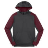 Sport-Tek Men's Graphite Heather/Maroon Tech Fleece Colorblock 1/4-Zip Hooded Sweatshirt