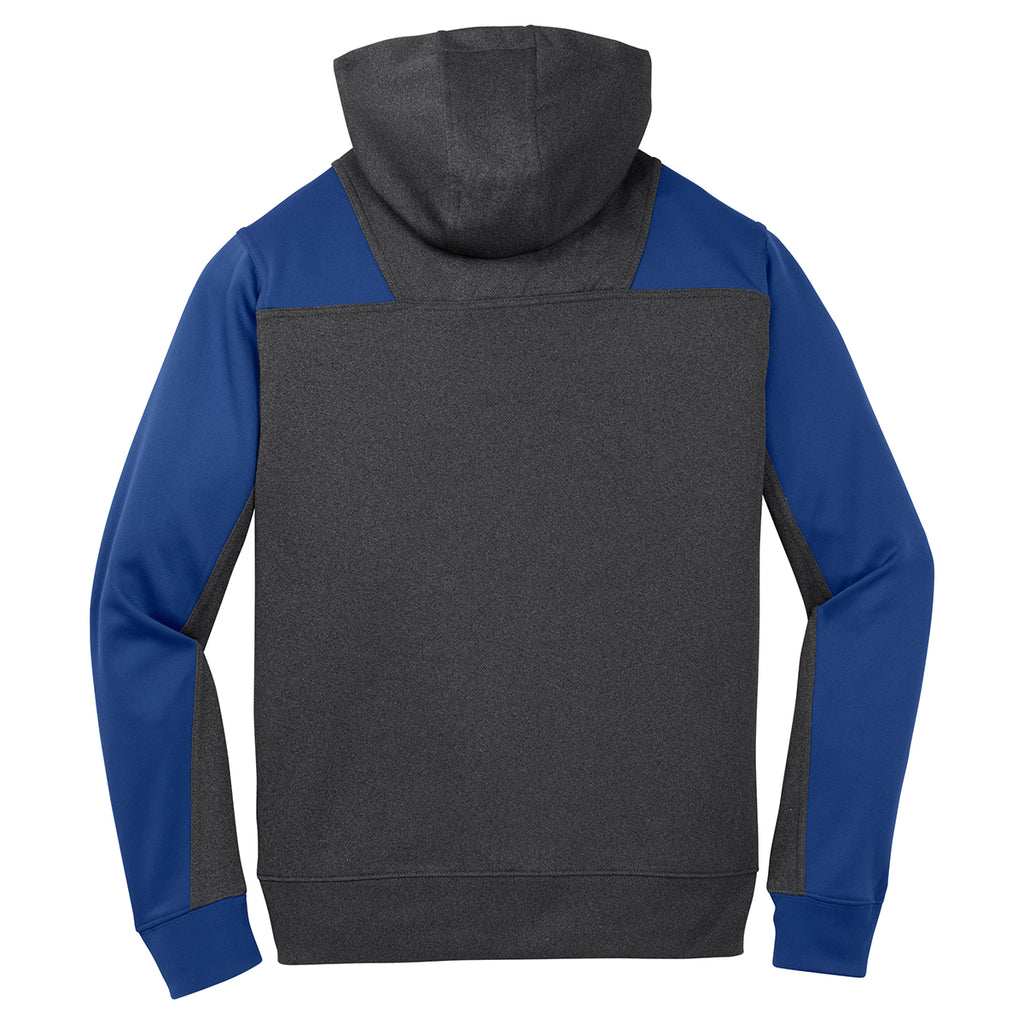 Sport-Tek Men's Graphite Heather/True Royal Tech Fleece Colorblock 1/4-Zip Hooded Sweatshirt