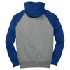 Sport-Tek Men's True Royal/Vintage Heather Raglan Colorblock Pullover Hooded Sweatshirt