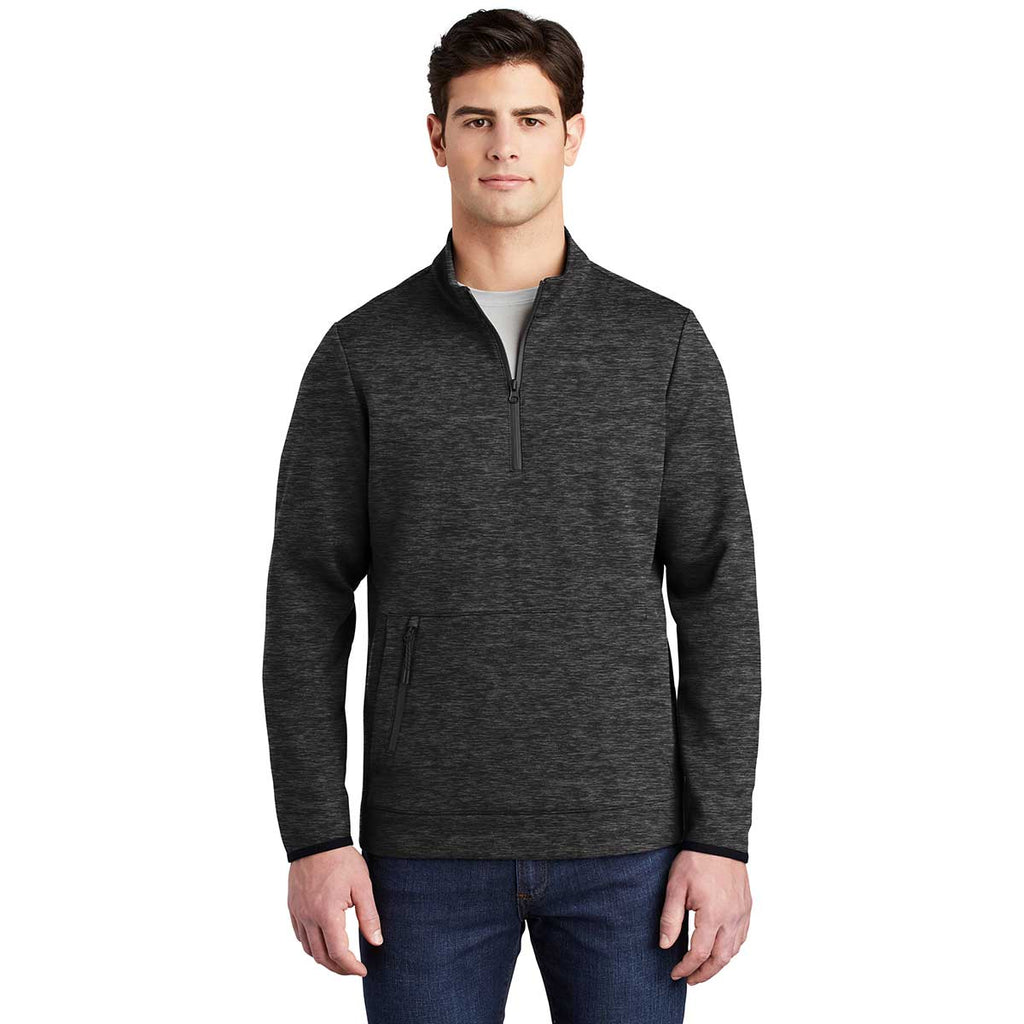 Sport-Tek Men's Black Heather Triumph Quarter Zip Pullover