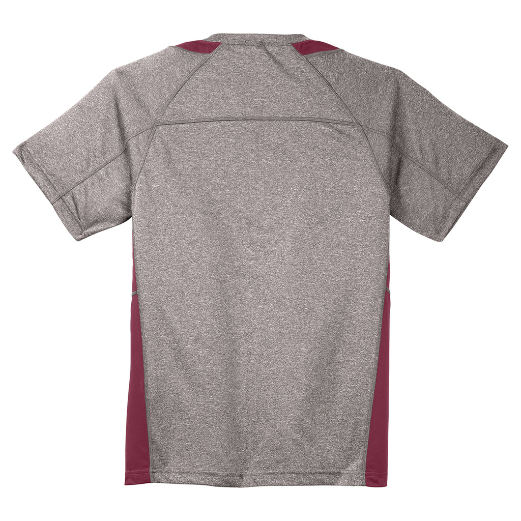 Sport-Tek Men's Vintage Heather/Maroon Heather Colorblock Contender Tee