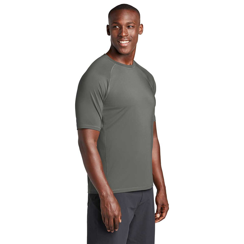 Sport-Tek Men's Dark Smoke Grey Short Sleeve Rashguard Tee