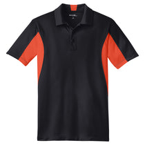 Sport-Tek Men's Black/ Deep Orange Side Blocked Micropique Sport-Wick Polo