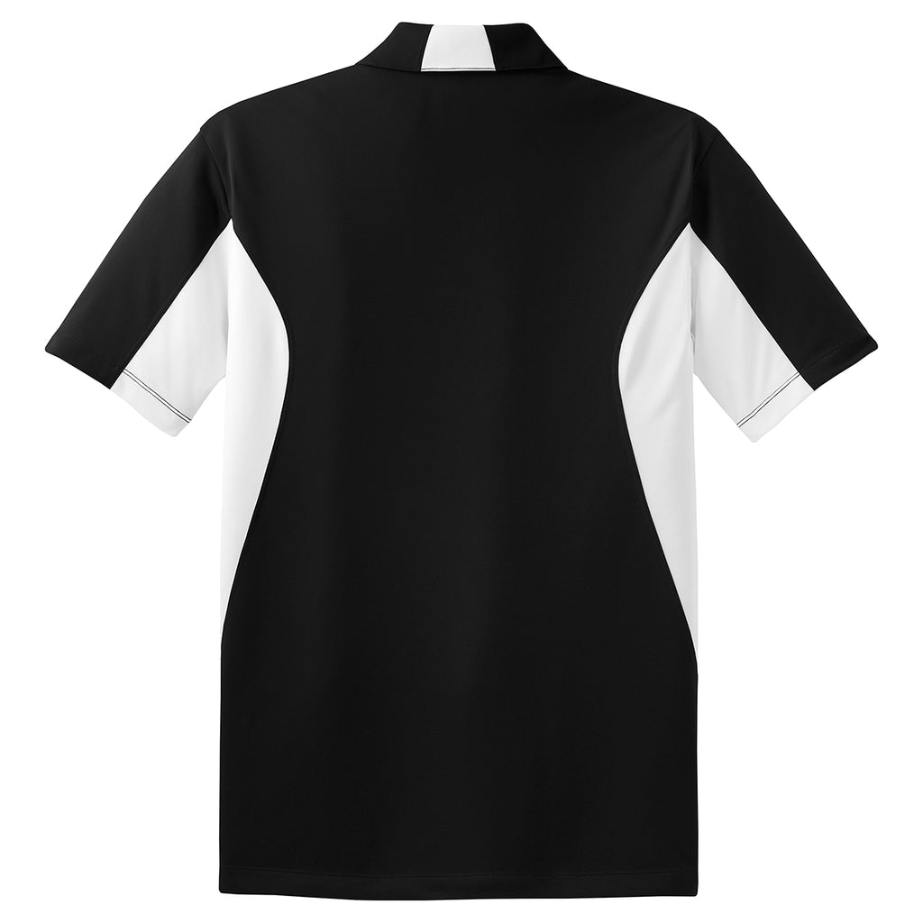 Sport-Tek Men's Black/White Side Blocked Micropique Sport-Wick Polo