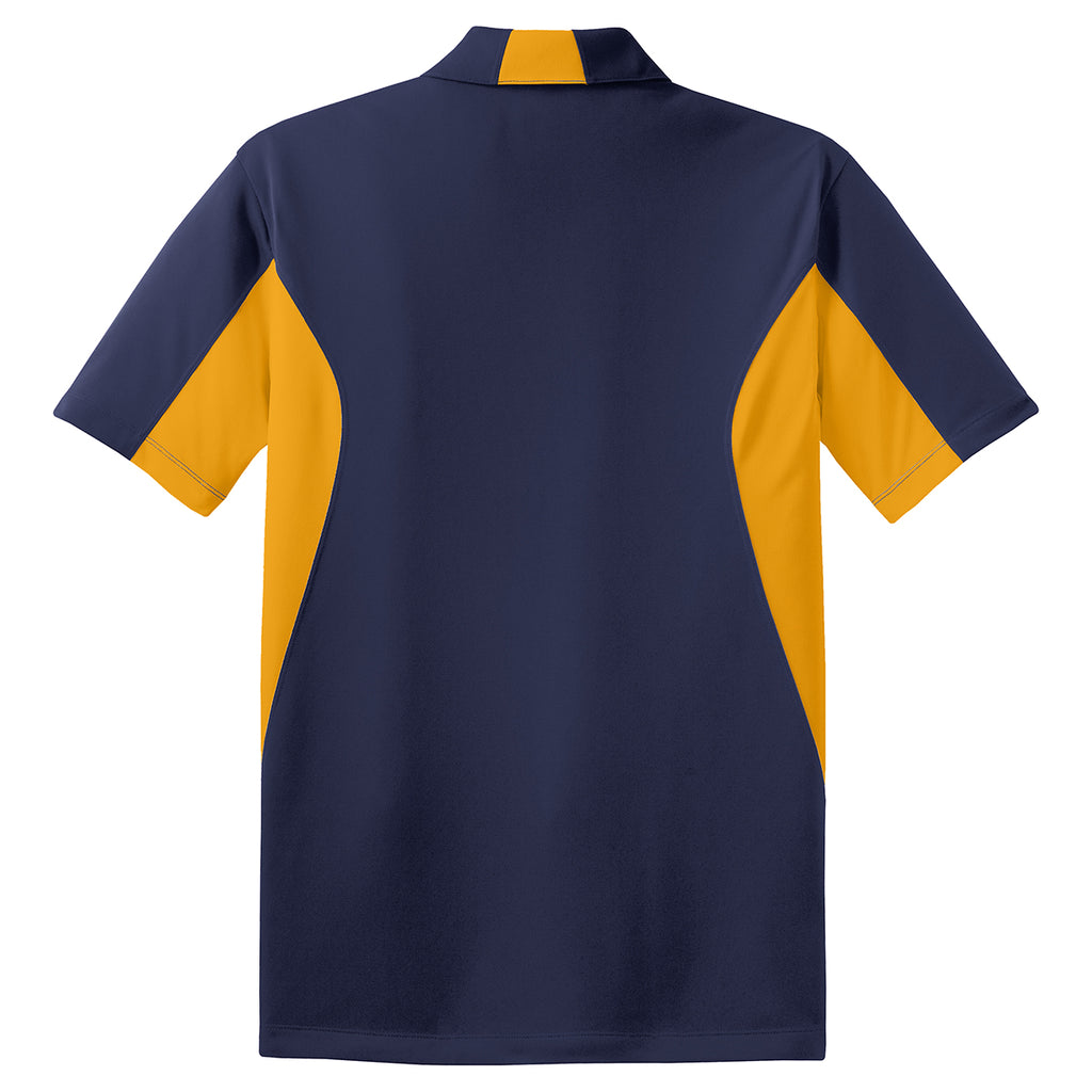 Sport-Tek Men's True Navy/Gold Side Blocked Micropique Sport-Wick Polo