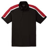 Sport-Tek Men's Black/True Red/White Tricolor Shoulder Micropique Sport-Wick Polo