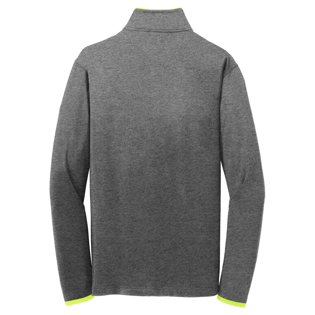 Sport-Tek Men's Charcoal Grey Heather/ Charge Green Sport-Wick Stretch Contrast Full-Zip Jacket