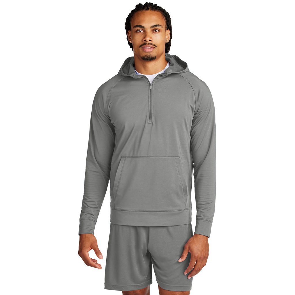 Sport-Tek Men's Charcoal Grey Sport-Wick Stretch 1/2-Zip Hoodie