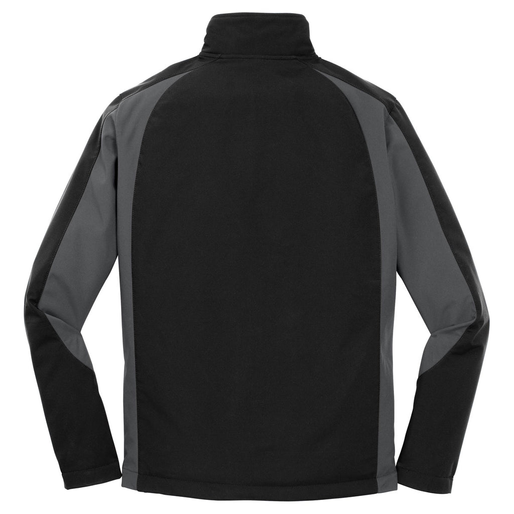 Sport-Tek Men's Black/Iron Grey Colorblock Soft Shell Jacket
