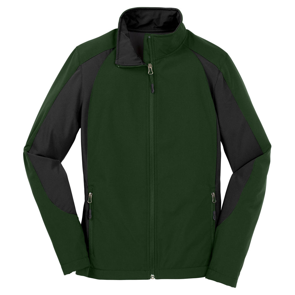 Sport-Tek Men's Forest Green/Black Colorblock Soft Shell Jacket