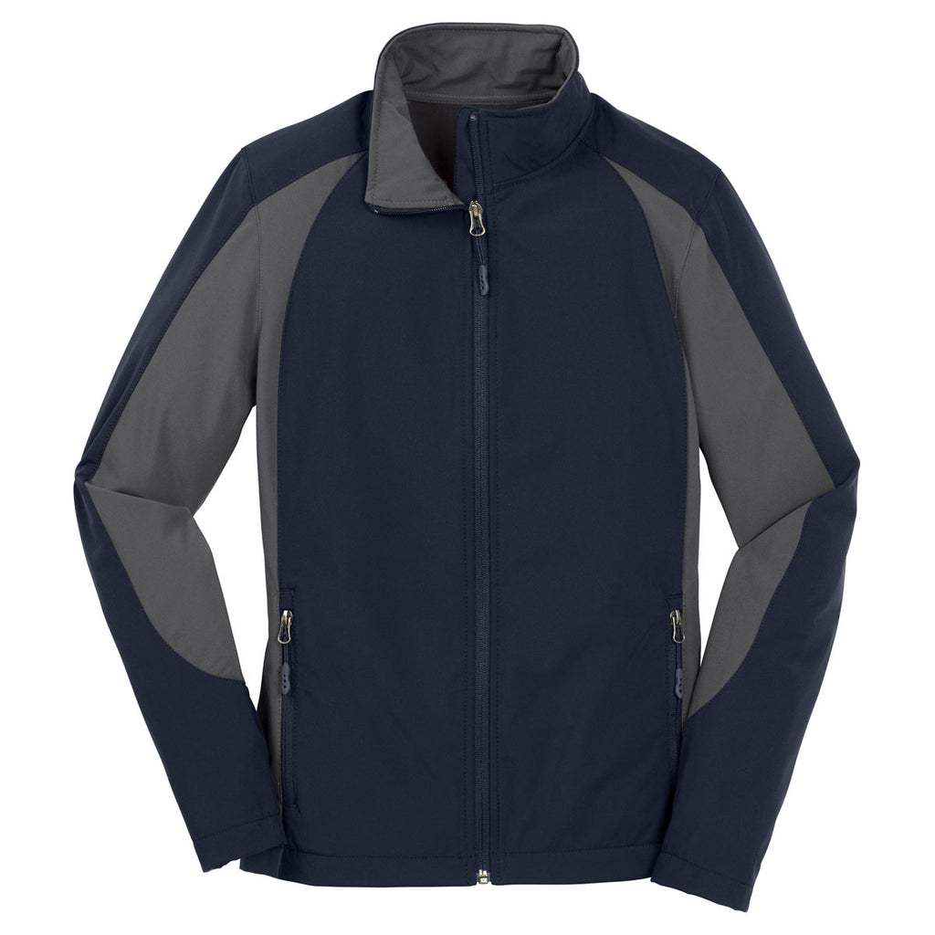 Sport-Tek Men's True Navy/Iron Grey Colorblock Soft Shell Jacket