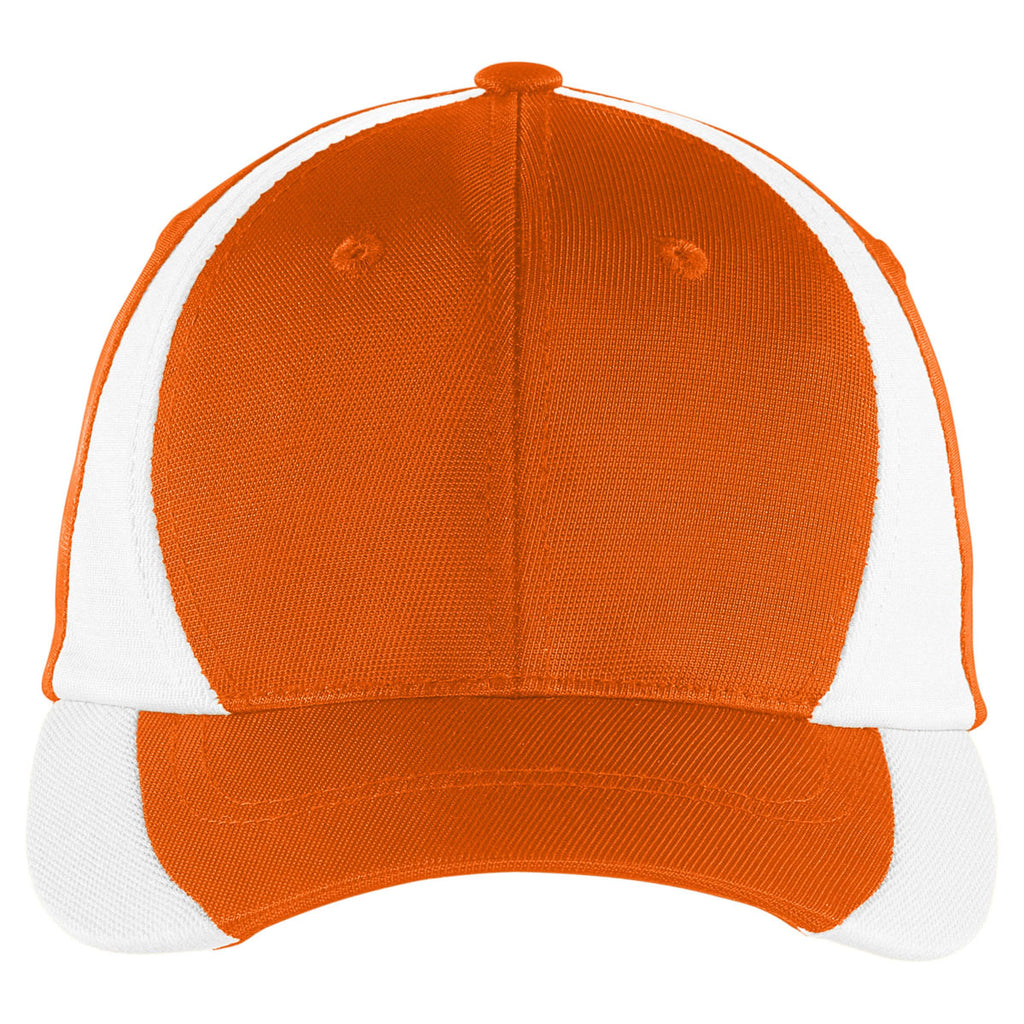 Sport-Tek Orange/White Dry Zone Nylon Colorblock Cap