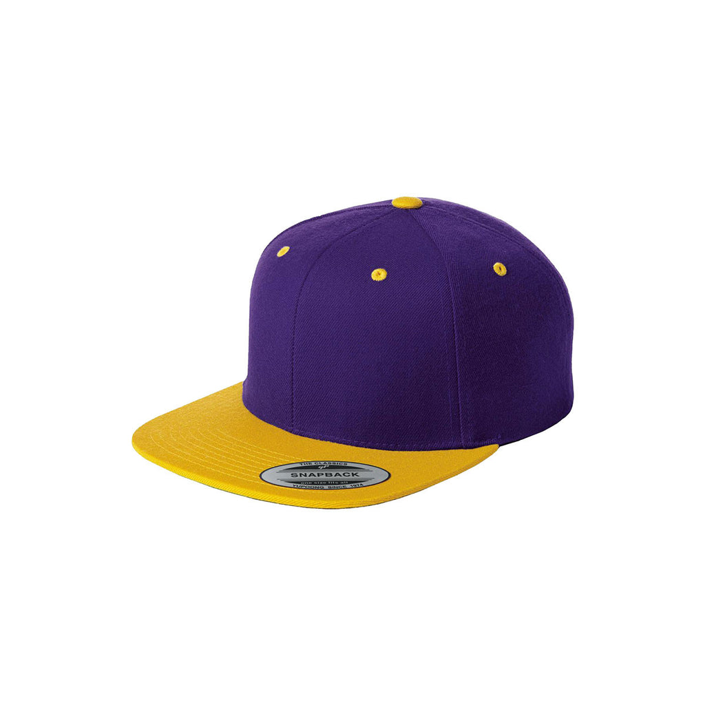 Sport-Tek Purple/Gold Flat Bill Snapback Cap