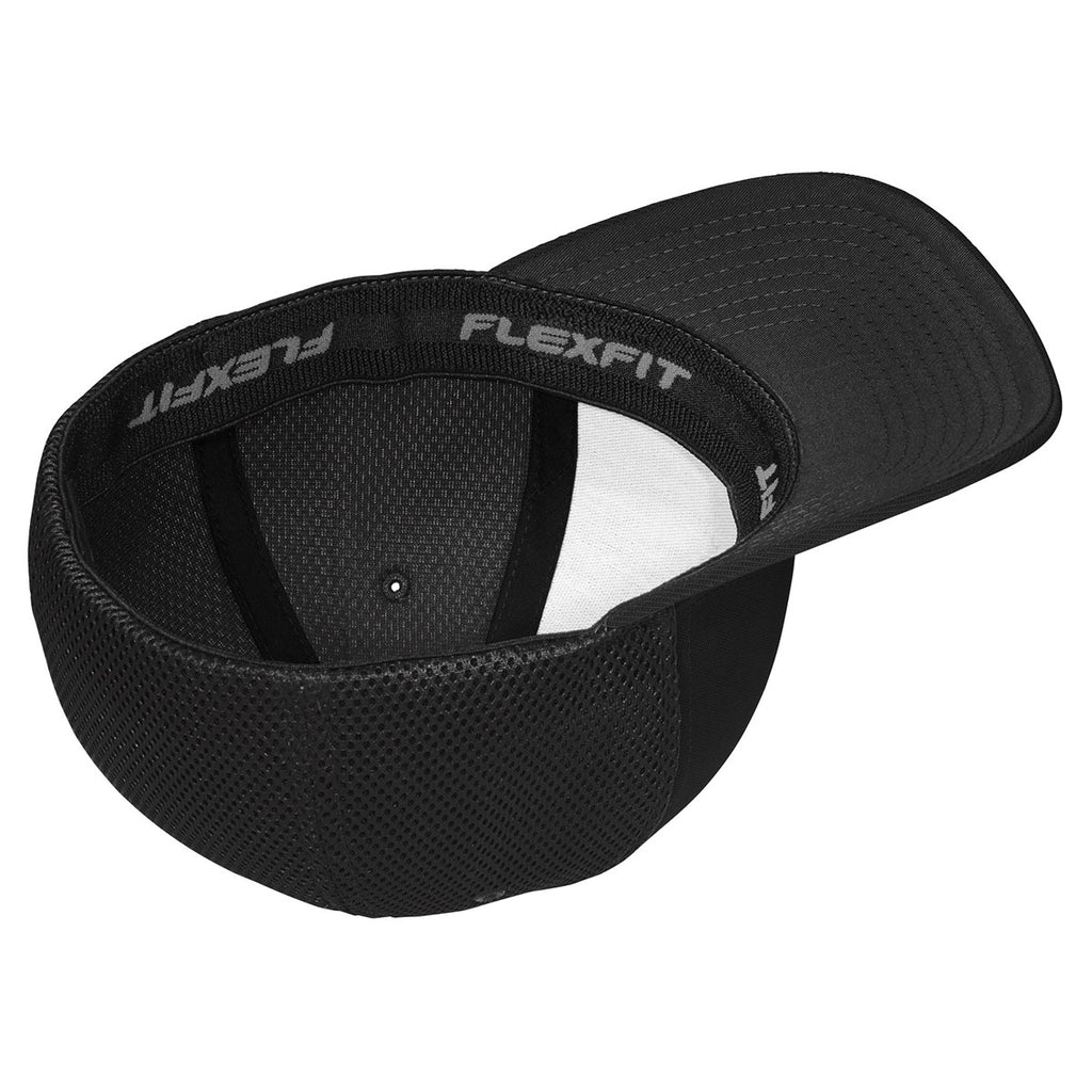 Sport-Tek Black Flexfit Air Mesh Back Cap