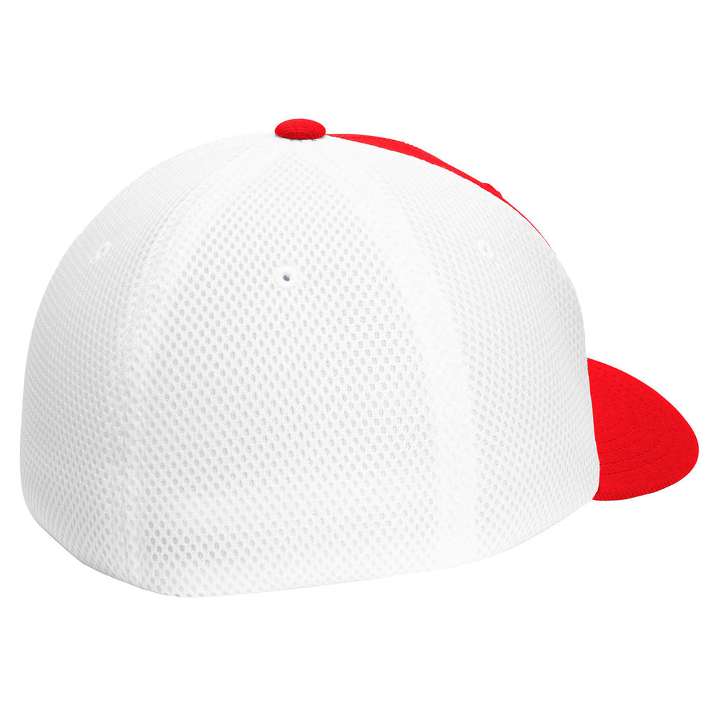 Sport-Tek True Red/White Flexfit Air Mesh Back Cap