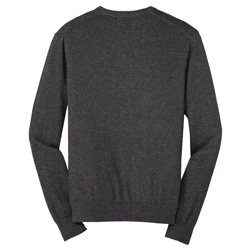 Port Authority Men's Charcoal Heather V-Neck Sweater