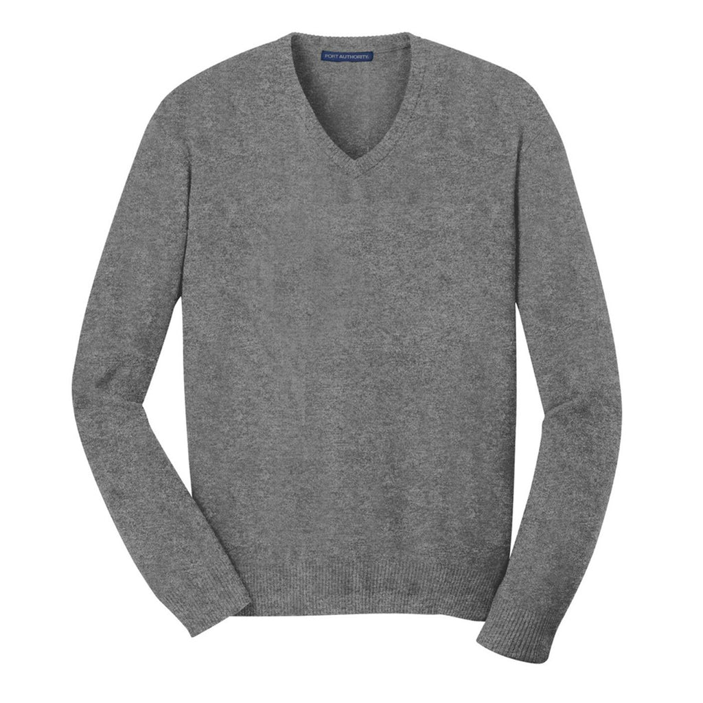 Port Authority Men's Medium Heather Grey V-Neck Sweater