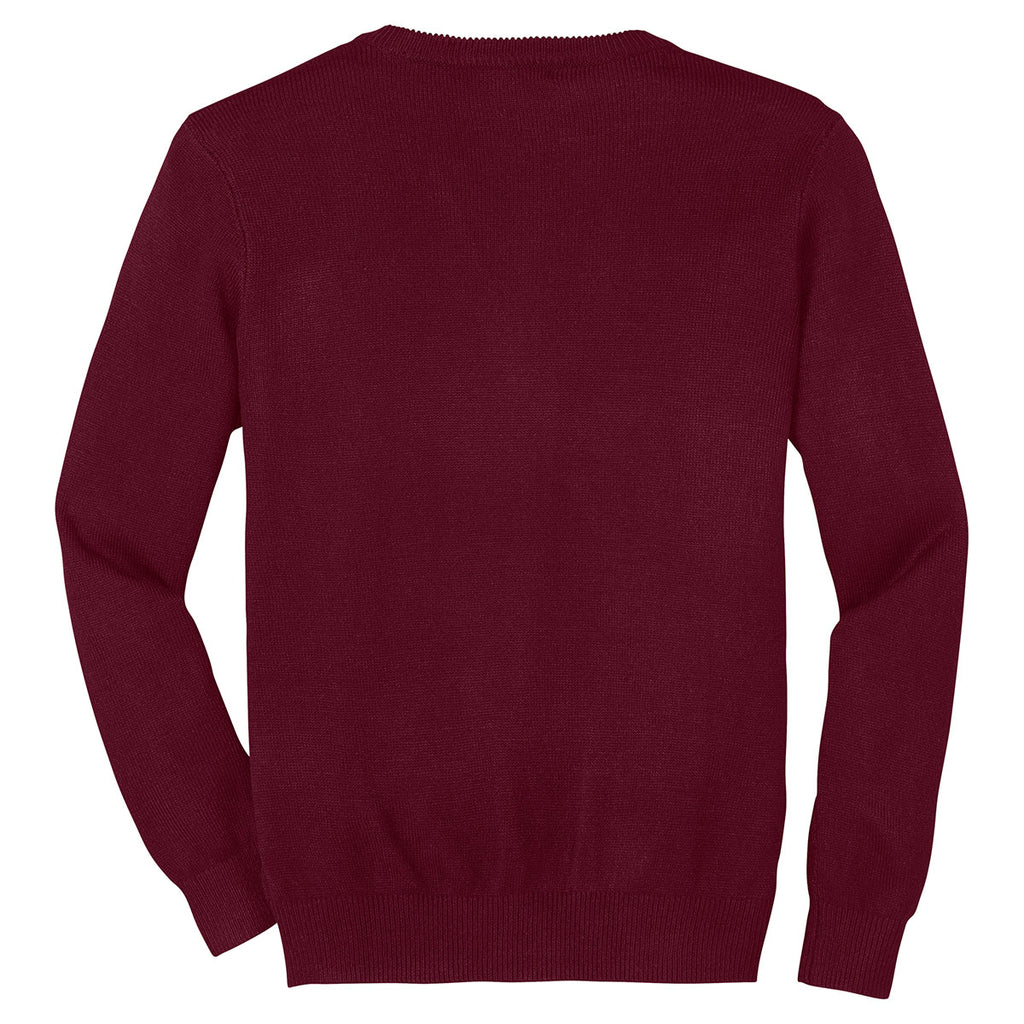 Port Authority Men's Burgundy Value V-Neck Cardigan Sweater with Pockets