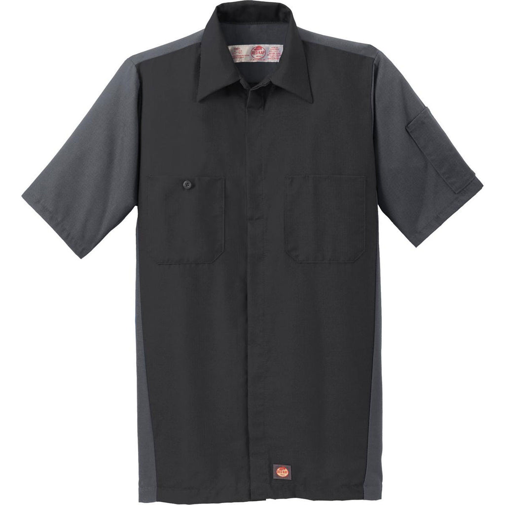 Red Kap Men's Black/Charcoal Short Sleeve Ripstop Crew Shirt