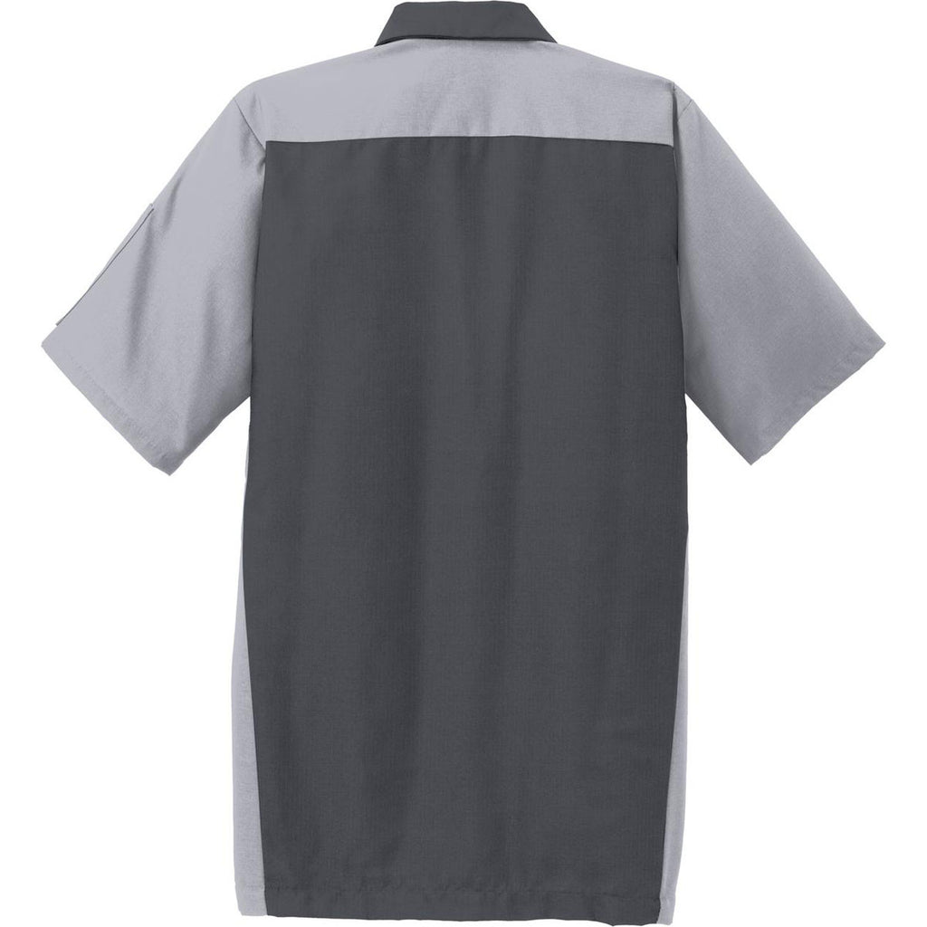 Red Kap Men's Charcoal/Light Grey Short Sleeve Ripstop Crew Shirt