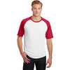 Sport-Tek Men's White/ Red Short Sleeve Colorblock Raglan Jersey