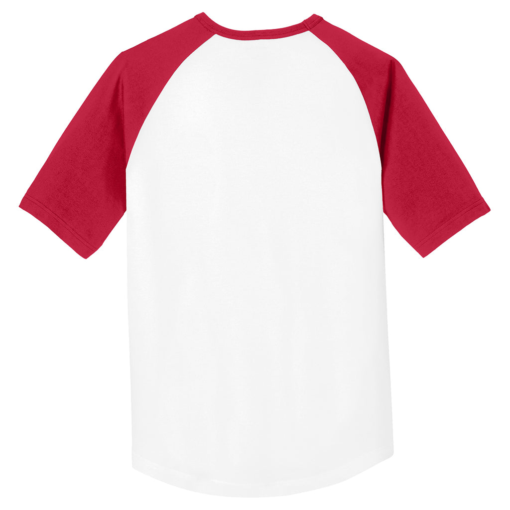 Sport-Tek Men's White/ Red Short Sleeve Colorblock Raglan Jersey