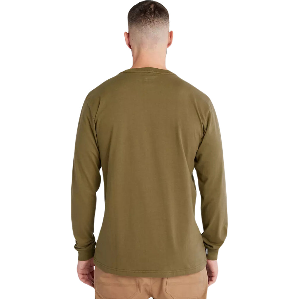 Timberland Men's Burnt Olive Core Logo Long-Sleeve T-Shirt