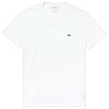 Lacoste Men's White Short Sleeve Pima Cotton Jersey V-Neck T-Shirt