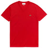 Lacoste Men's Red Short Sleeve Pima Cotton Jersey V-Neck T-Shirt