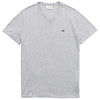 Lacoste Men's Silver Grey Chine Short Sleeve Pima Cotton Jersey V-Neck T-Shirt