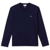 Lacoste Men's Navy Blue Long Sleeve Pima Cotton Jersey V-Neck T-Shirt