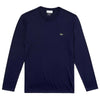Lacoste Men's Navy Blue Long Sleeve Pima Cotton Jersey Crewneck T-Shirt